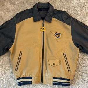Awesome Vintage Guess Letterman’s Leather Jacket Large